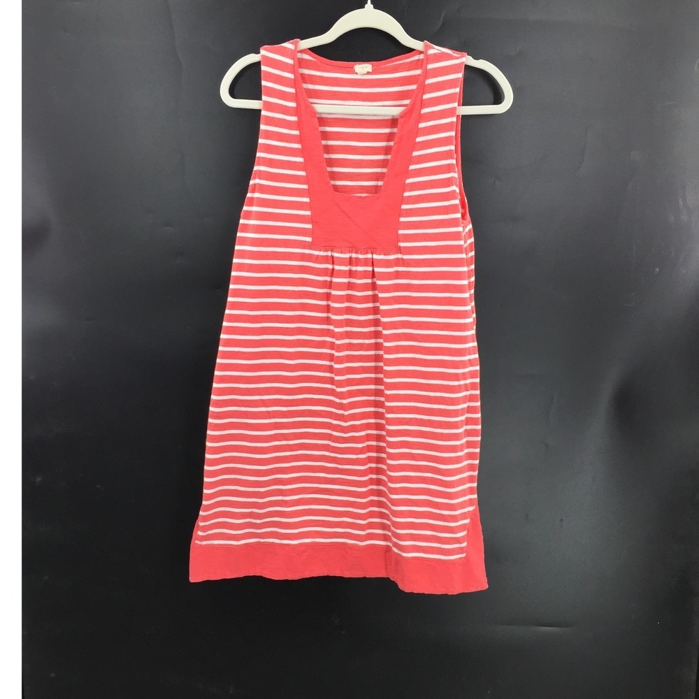 J Crew Salmon & white Stripped mini Dress popover preppy nautical coastal boat M